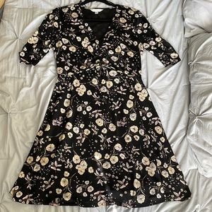 Lauren Conrad flower spring dress, size small, black stretchy material.